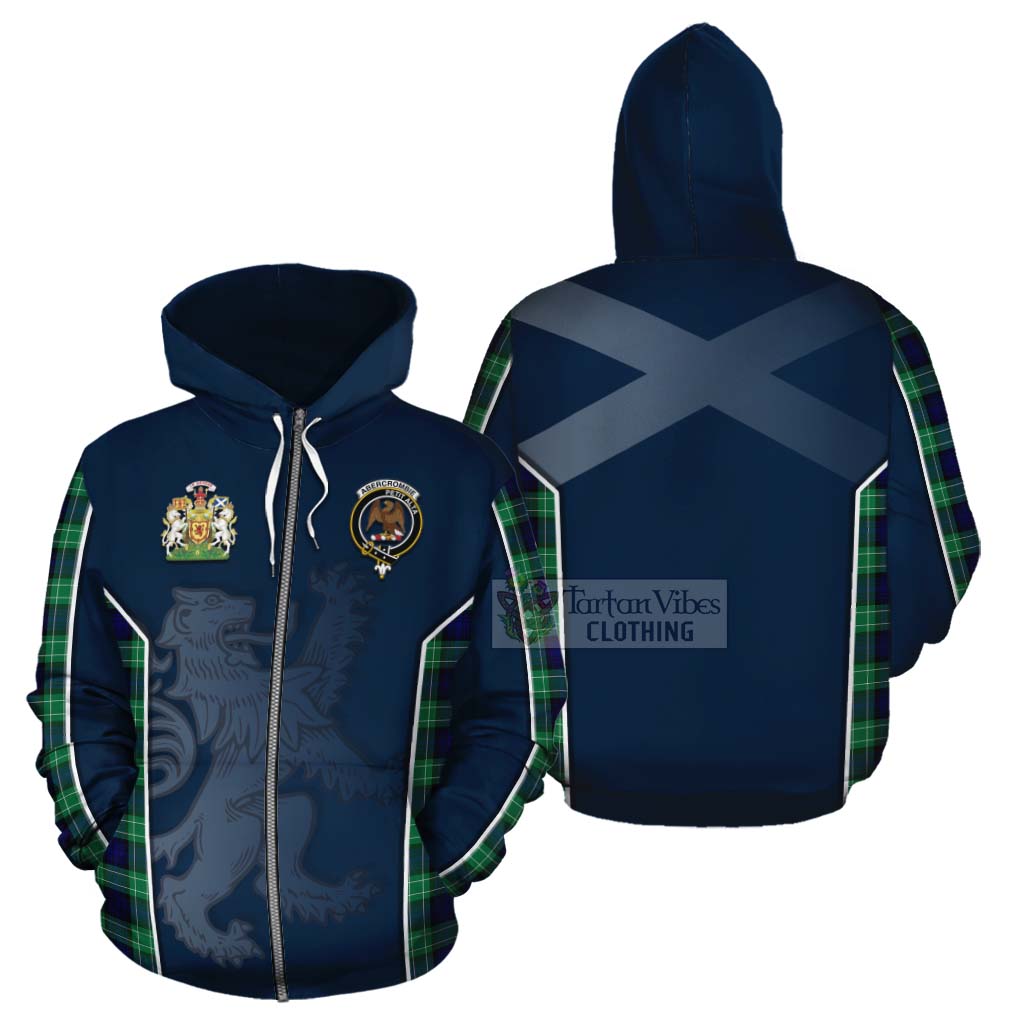 Tartan Vibes Clothing Abercrombie Tartan Cotton Hoodie with Family Crest and Lion Rampant Vibes Sport Style