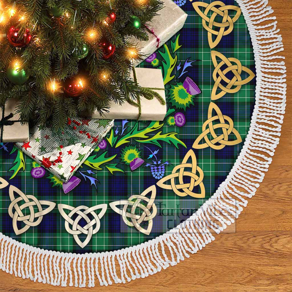 Tartan Vibes Clothing Abercrombie Tartan Christmas Tree Skirt with Thistle Celtic Knot Style