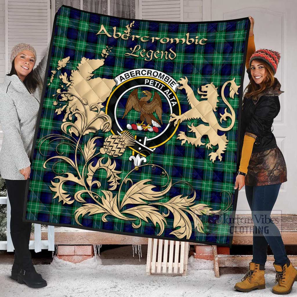 Tartan Vibes Clothing Abercrombie Tartan Quilt with Family Crest and Scottish Symbol Style