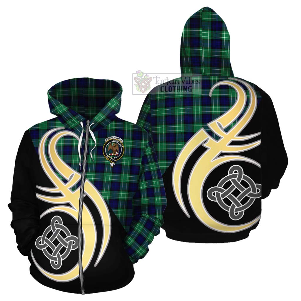 Tartan Vibes Clothing Abercrombie Tartan Cotton Hoodie with Family Crest and Celtic Symbol Style