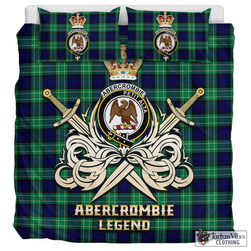 Tartan Vibes Clothing Abercrombie Tartan Bedding Set with Clan Crest and the Golden Sword of Courageous Legacy