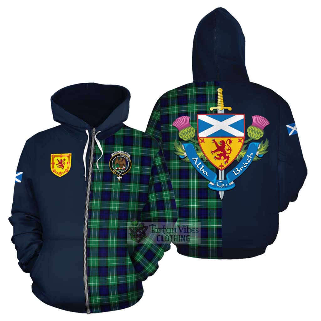 Tartan Vibes Clothing Abercrombie Tartan Cotton Hoodie Alba with Scottish Lion Royal Arm Half Style