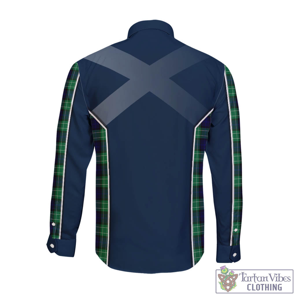 Tartan Vibes Clothing Abercrombie Tartan Long Sleeve Button Up Shirt with Family Crest and Scottish Thistle Vibes Sport Style