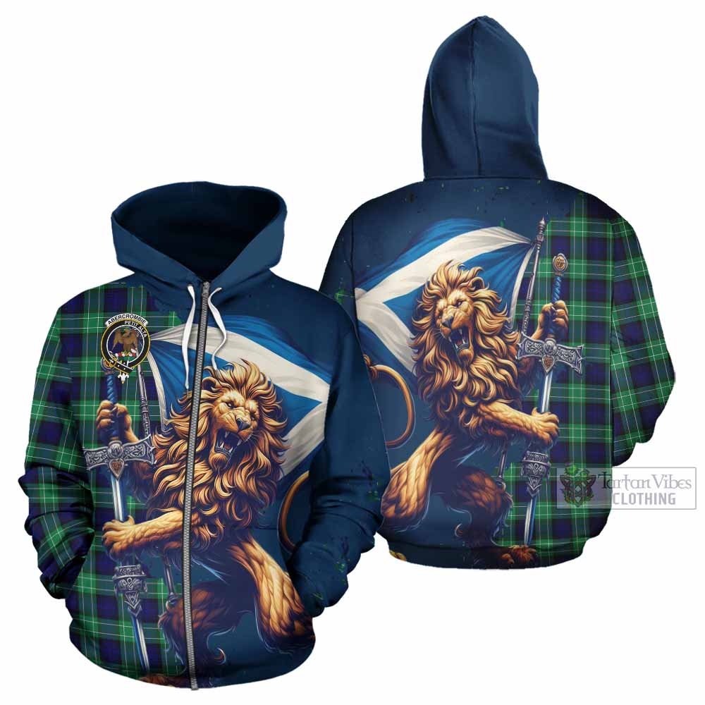 Abercrombie Tartan Family Crest Hoodie with Scottish Majestic Lion