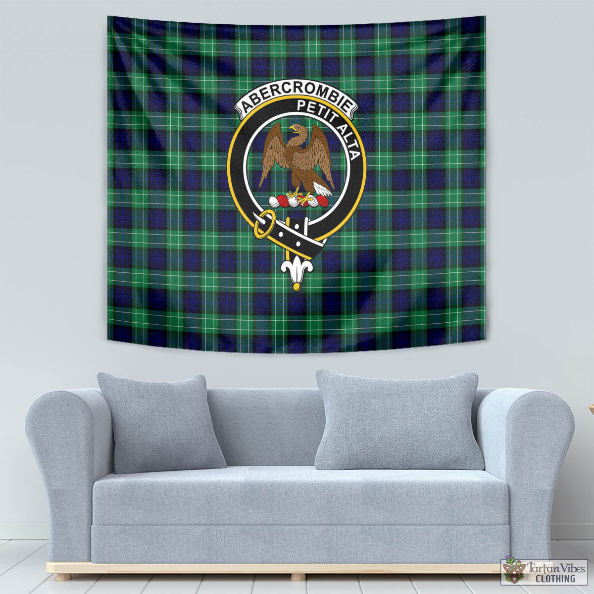 Tartan Vibes Clothing Abercrombie Tartan Tapestry Wall Hanging and Home Decor for Room with Family Crest