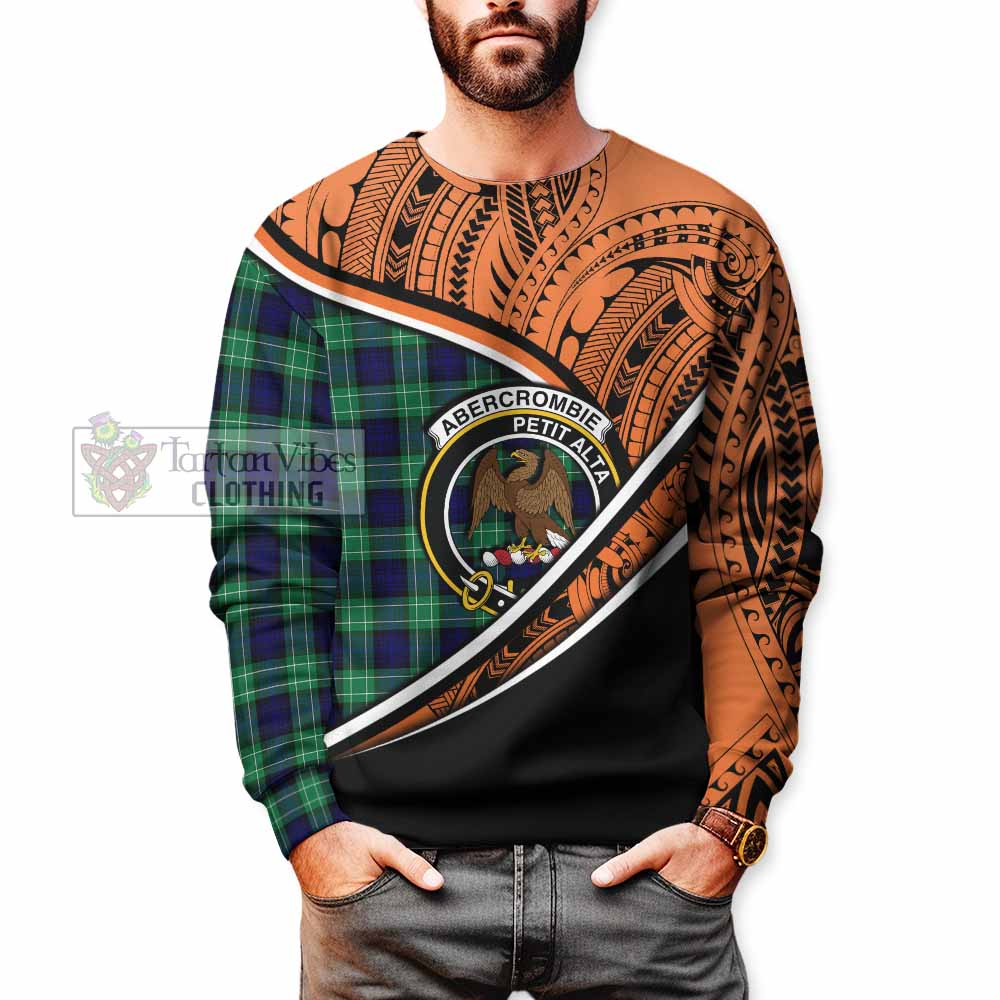 Tartan Vibes Clothing Abercrombie Crest Tartan Sweatshirt with Maori Tattoo Style - Orange Version