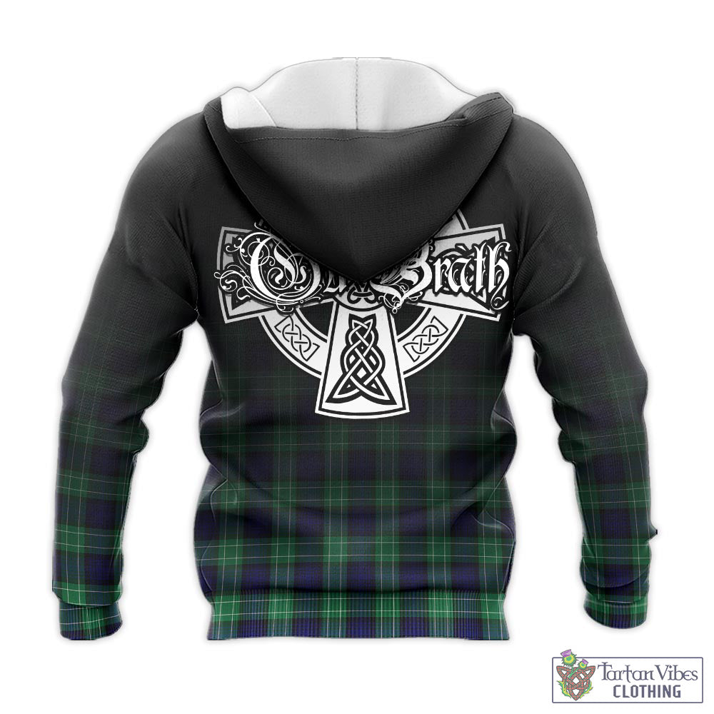 Tartan Vibes Clothing Abercrombie Tartan Knitted Hoodie Featuring Alba Gu Brath Family Crest Celtic Inspired