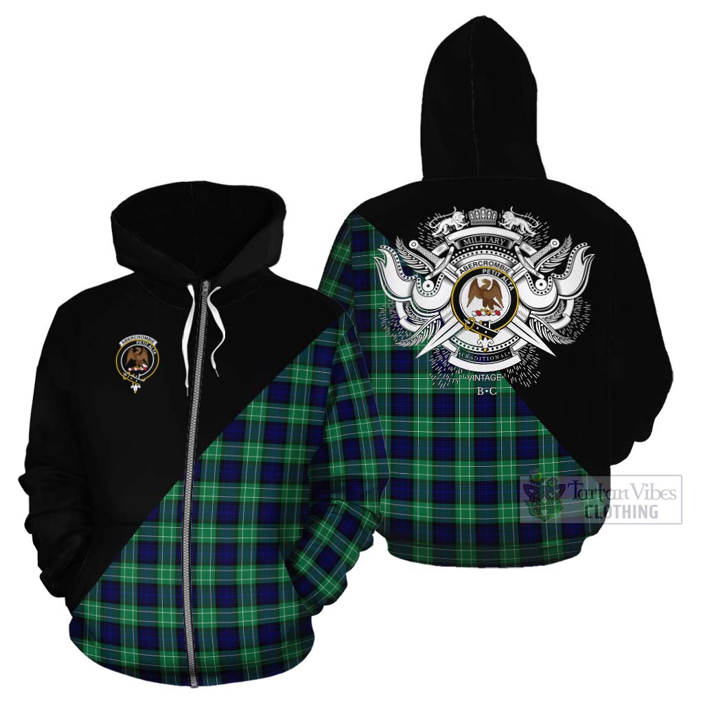 Tartan Vibes Clothing Abercrombie Tartan Cotton Hoodie with Family Crest and Military Logo Style