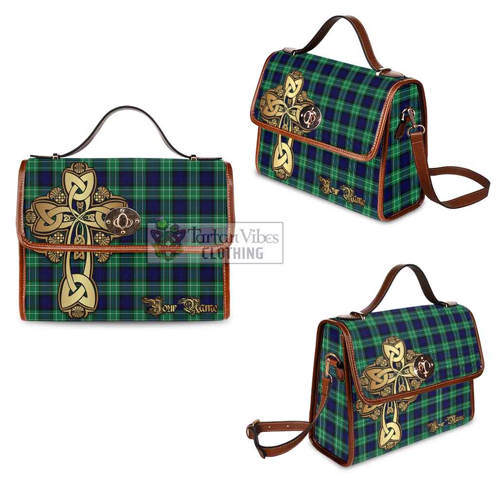 Tartan Vibes Clothing Abercrombie Tartan Waterproof Canvas Bag Golden Thistle Celtic Cross Style