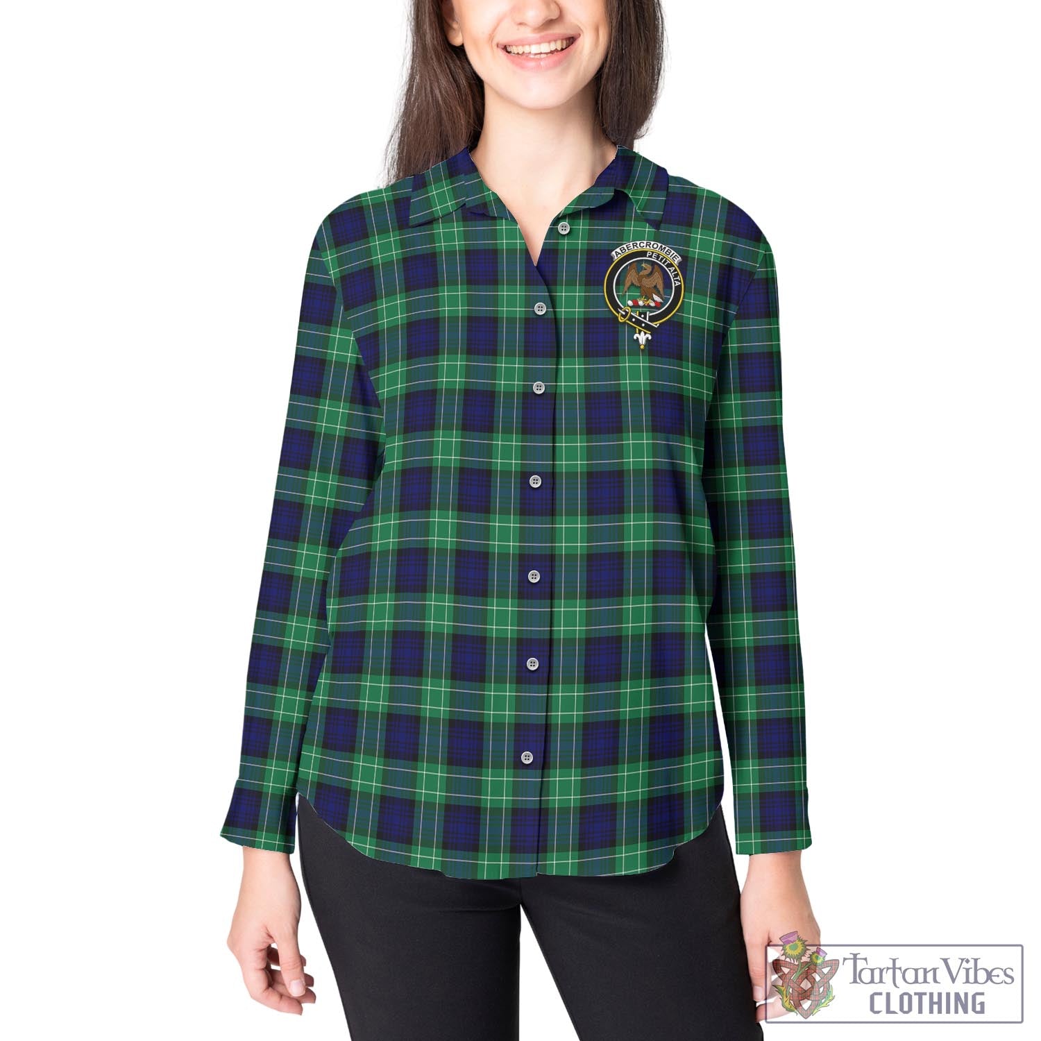 Tartan Vibes Clothing Abercrombie Tartan Womens Casual Shirt with Family Crest