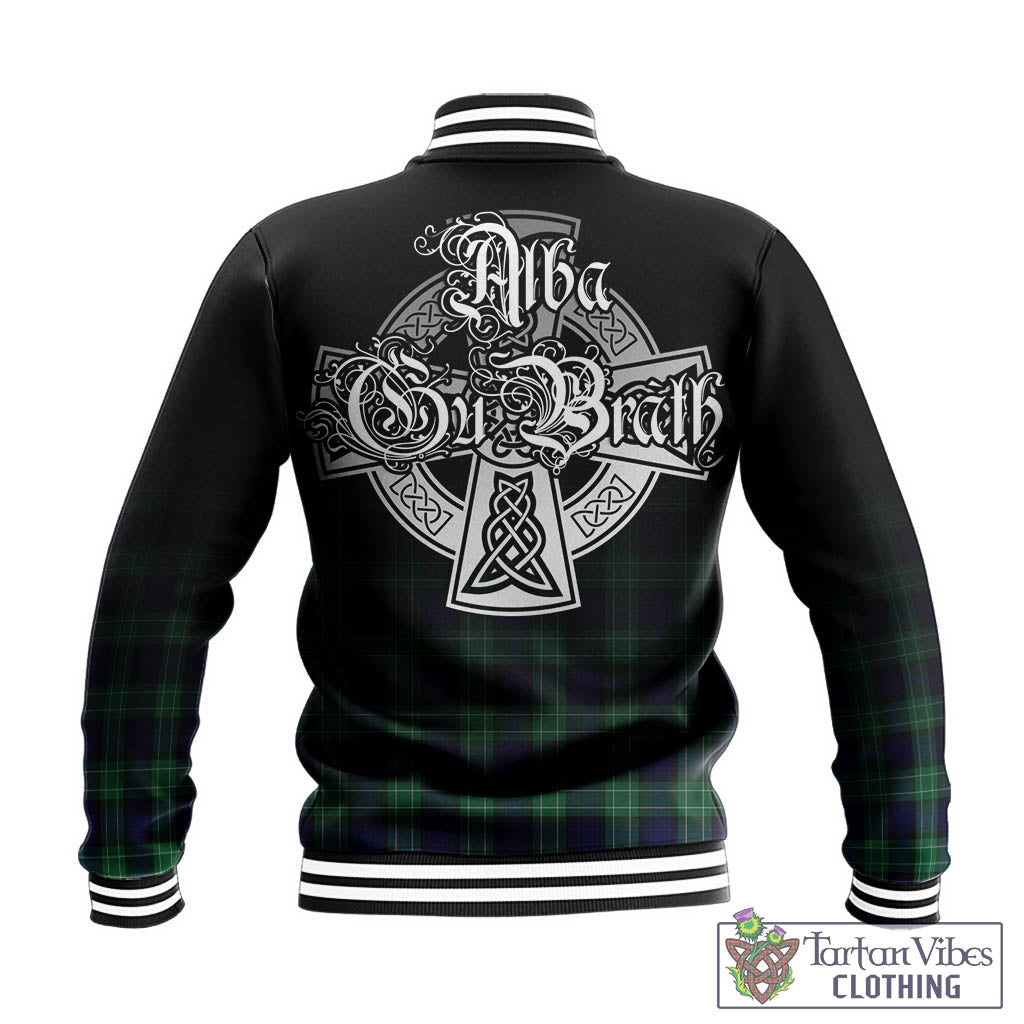 Tartan Vibes Clothing Abercrombie Tartan Baseball Jacket Featuring Alba Gu Brath Family Crest Celtic Inspired