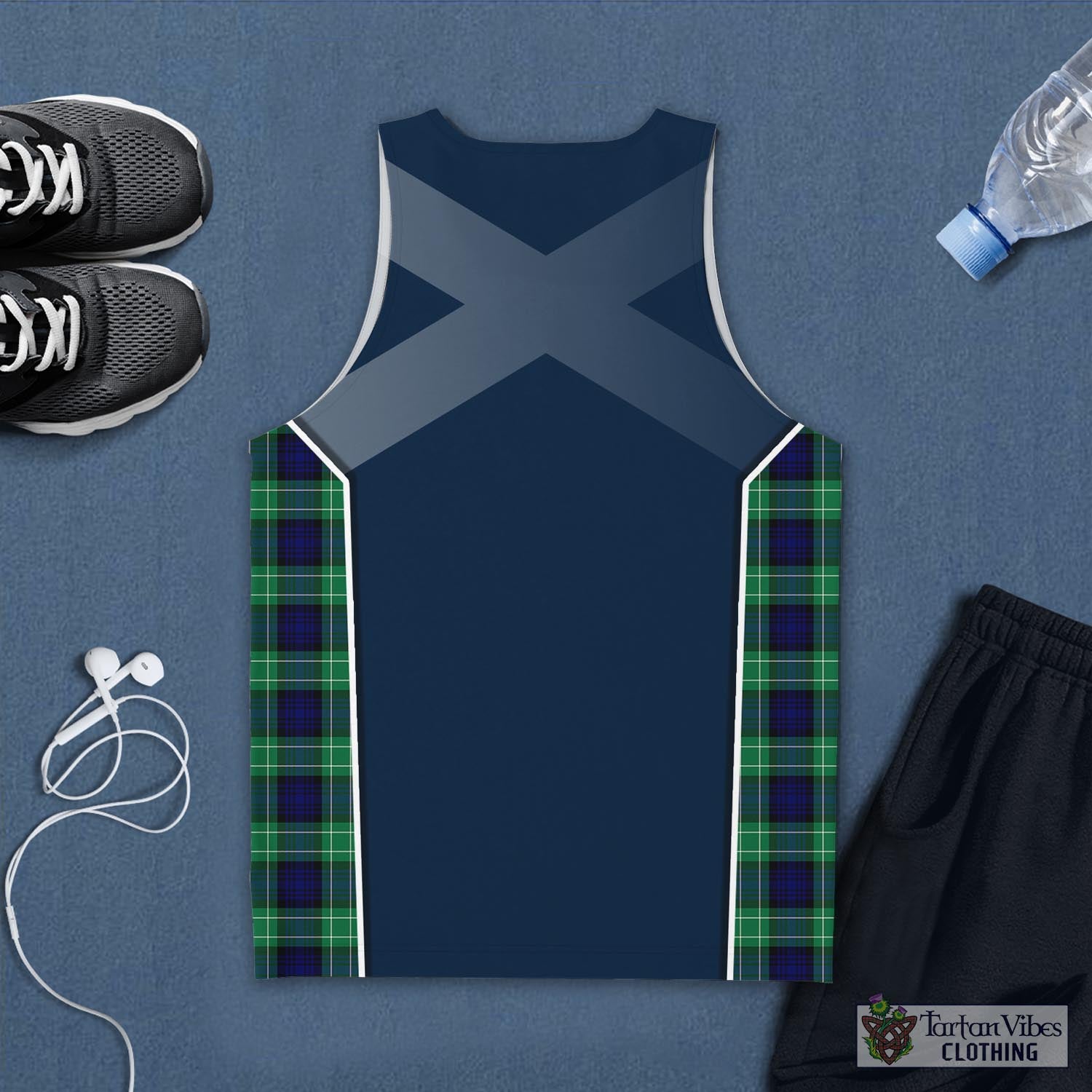 Tartan Vibes Clothing Abercrombie Tartan Men's Tanks Top with Family Crest and Scottish Thistle Vibes Sport Style