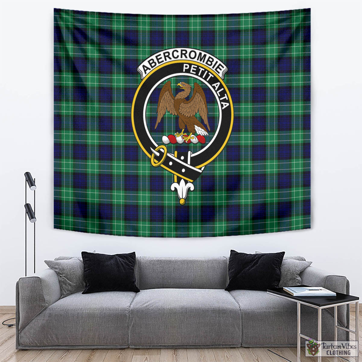 Tartan Vibes Clothing Abercrombie Tartan Tapestry Wall Hanging and Home Decor for Room with Family Crest