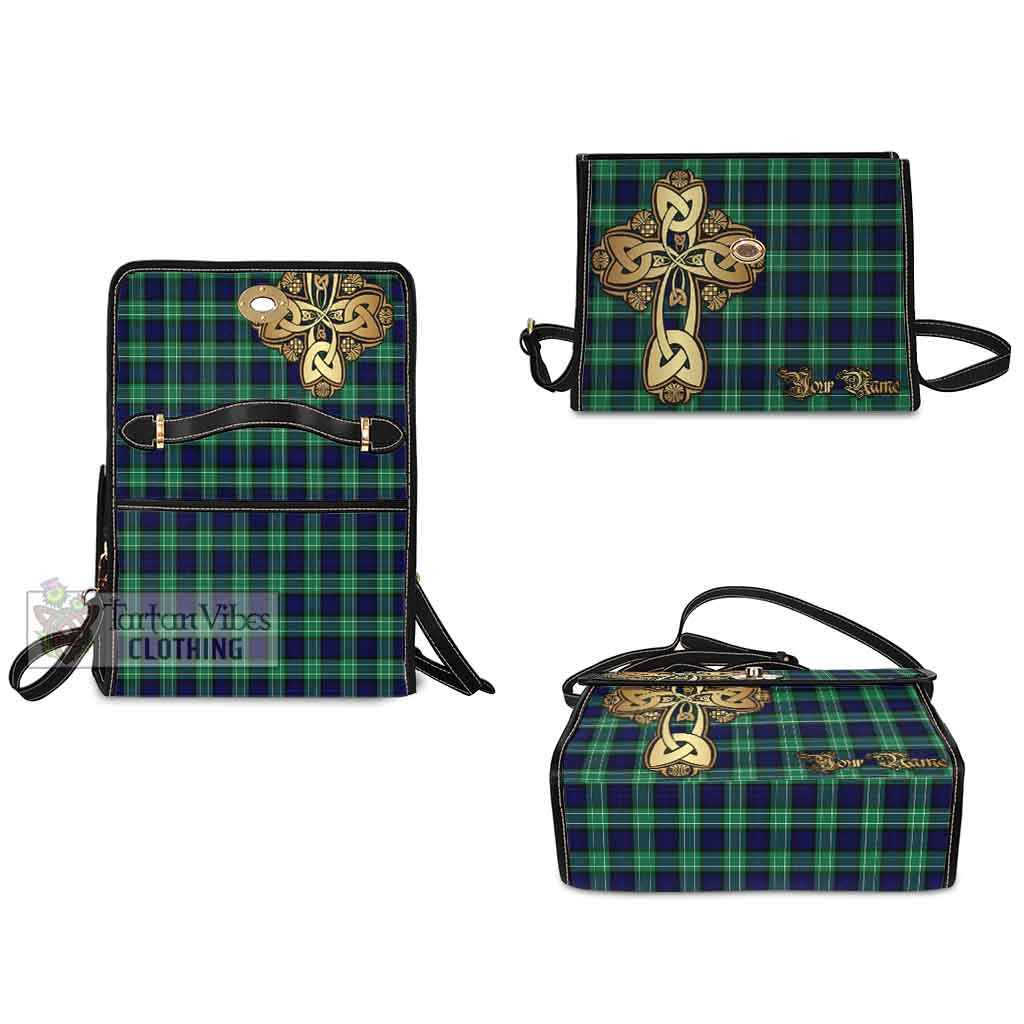 Tartan Vibes Clothing Abercrombie Tartan Waterproof Canvas Bag Golden Thistle Celtic Cross Style