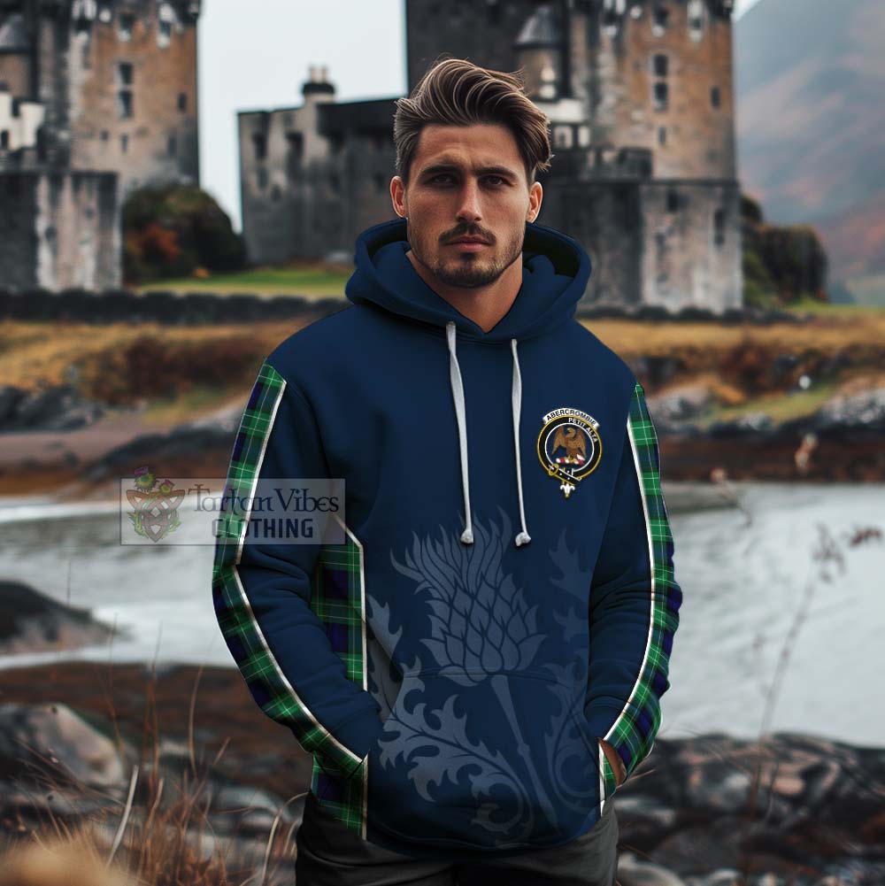 Tartan Vibes Clothing Abercrombie Tartan Cotton Hoodie with Family Crest and Scottish Thistle Vibes Sport Style