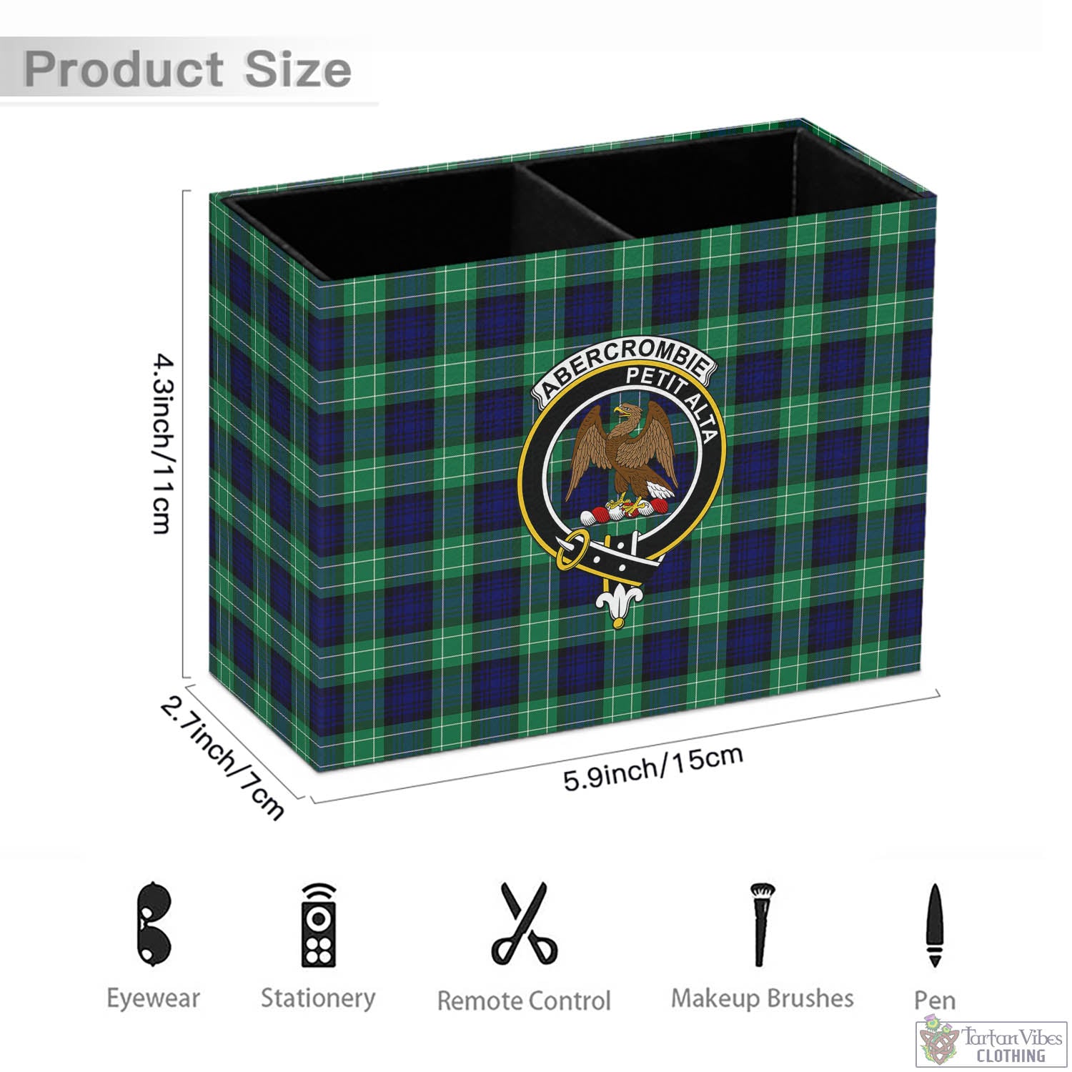 Tartan Vibes Clothing Abercrombie Tartan Pen Holder with Family Crest