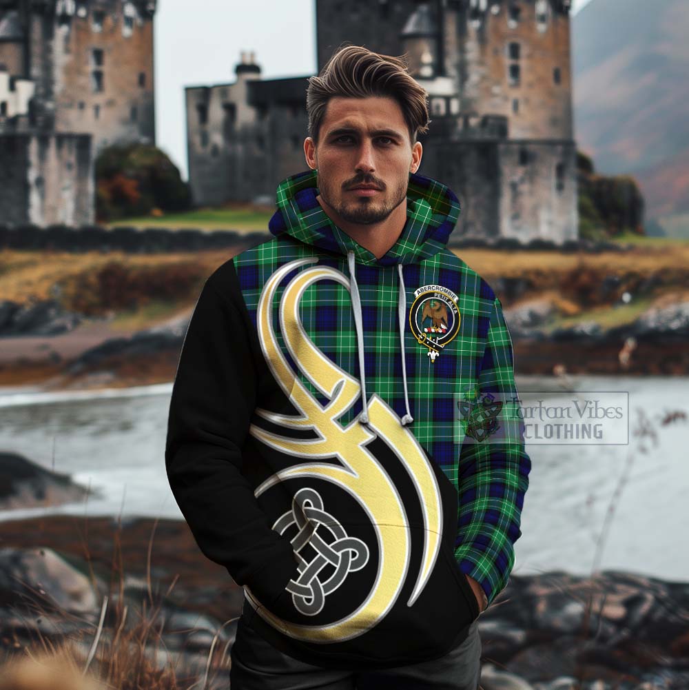 Tartan Vibes Clothing Abercrombie Tartan Cotton Hoodie with Family Crest and Celtic Symbol Style