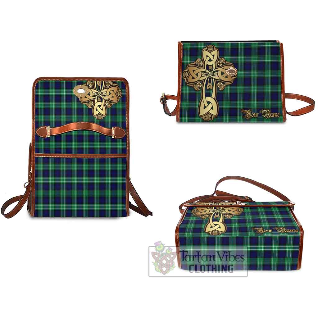 Tartan Vibes Clothing Abercrombie Tartan Waterproof Canvas Bag Golden Thistle Celtic Cross Style