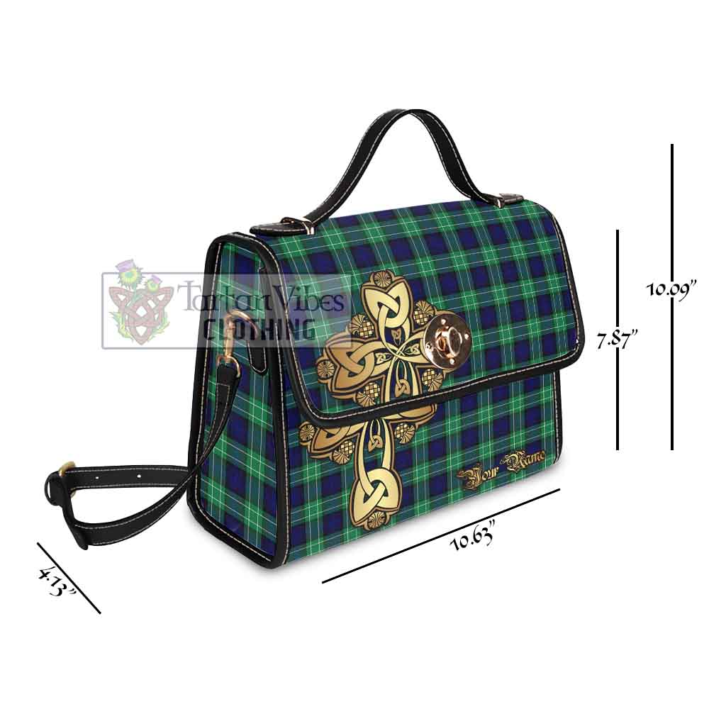 Tartan Vibes Clothing Abercrombie Tartan Waterproof Canvas Bag Golden Thistle Celtic Cross Style