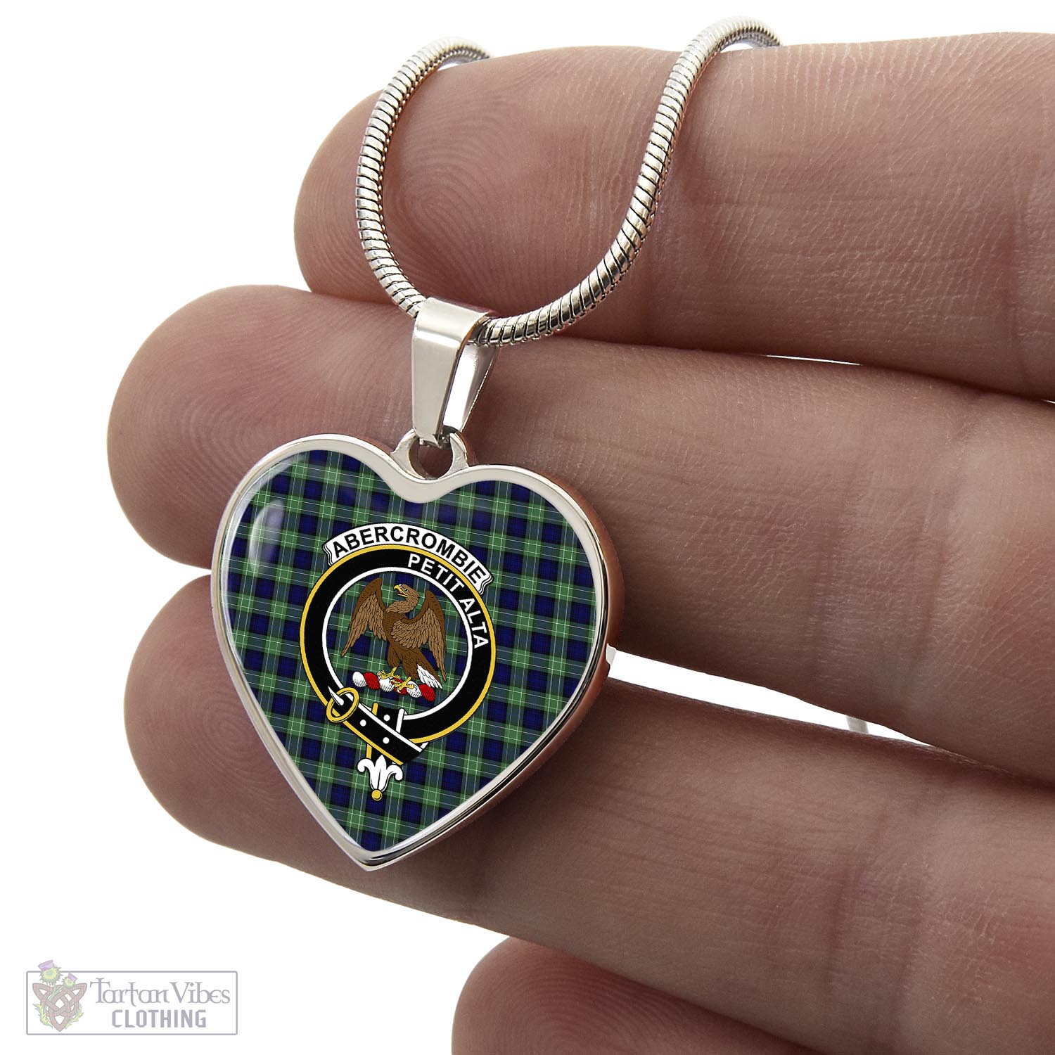 Tartan Vibes Clothing Abercrombie Tartan Heart Necklace with Family Crest