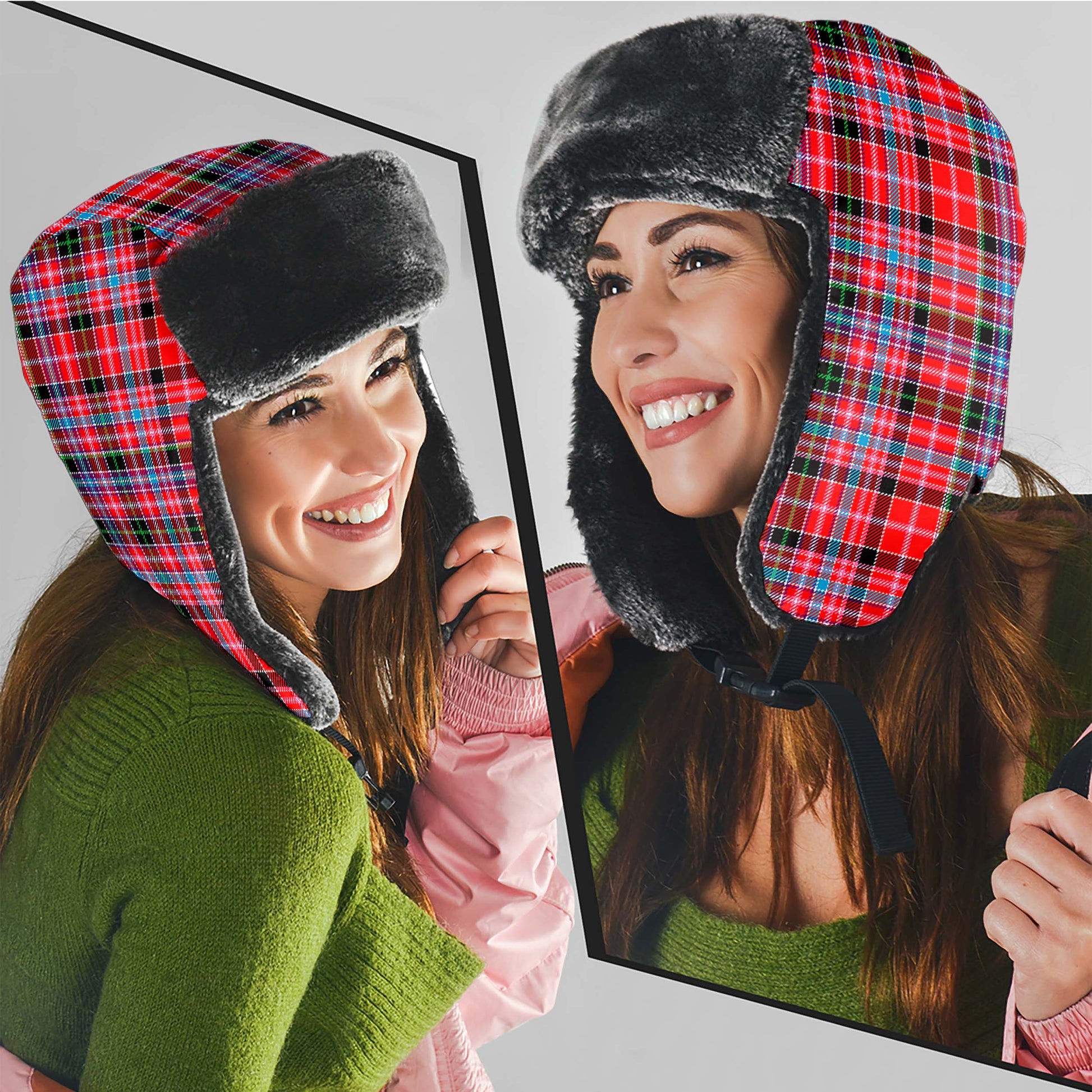 Aberdeen District Tartan Winter Trapper Hat Winter Trapper Hat Universal Fit Circumference 22.8in (58cm) - Tartanvibesclothing