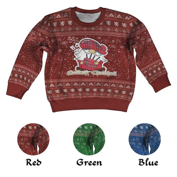 Aberdeen District Clan Christmas Kid Ugly Sweater with Gnome Playing Bagpipes