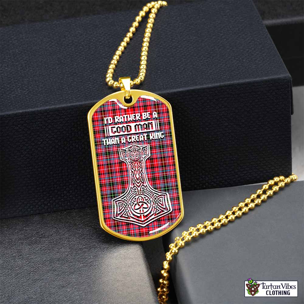 Tartan Vibes Clothing Aberdeen District Tartan Dog Tag Necklace Viking Mjolnir Style