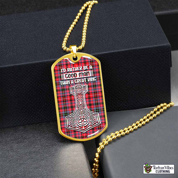 Aberdeen District Tartan Dog Tag Necklace Viking Mjolnir Style