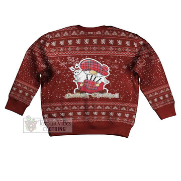 Aberdeen District Clan Christmas Kid Ugly Sweater with Gnome Playing Bagpipes