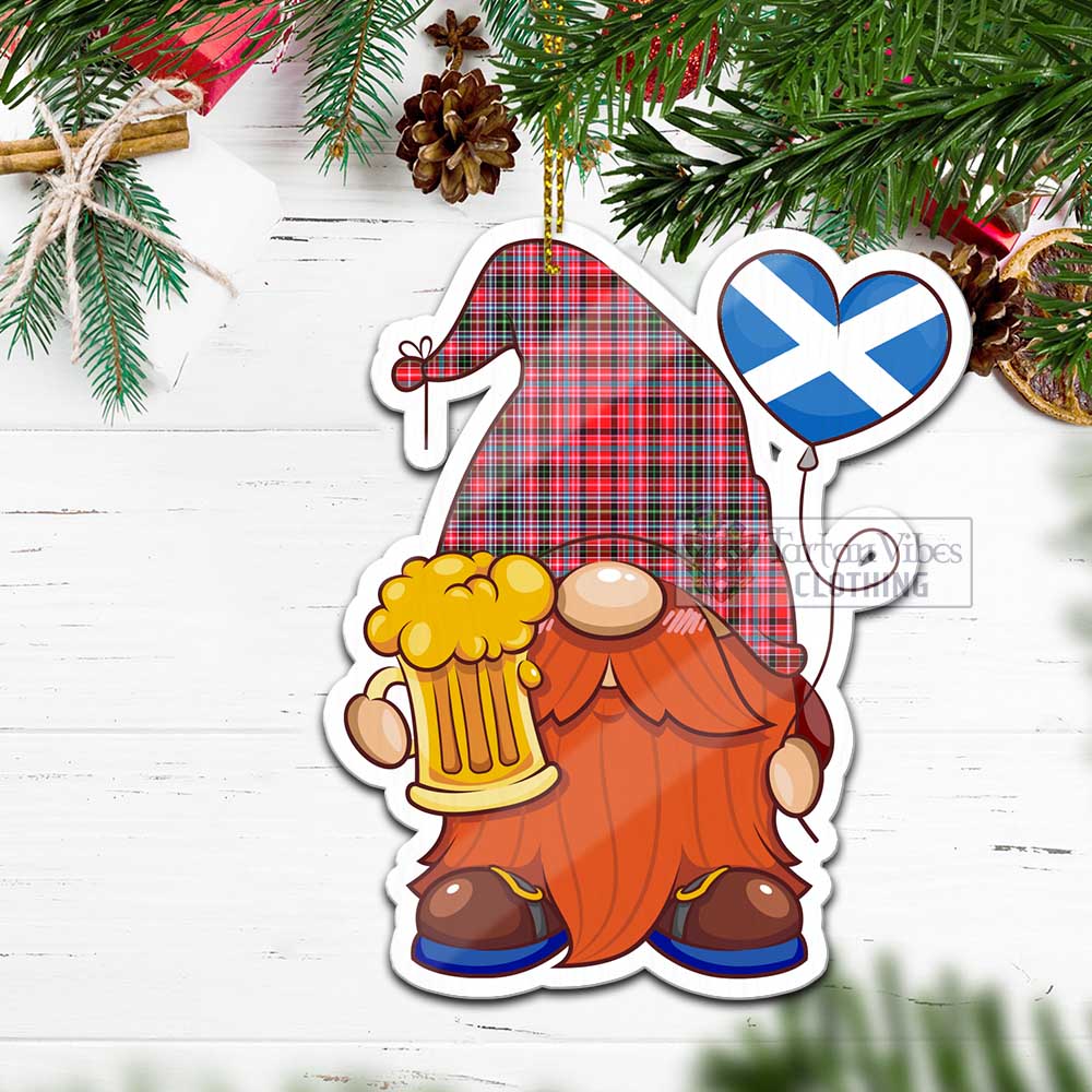 Tartan Vibes Clothing Aberdeen District Tartan Gnome Holding Beer Glass Christmas Ornament with Personalized National Flag