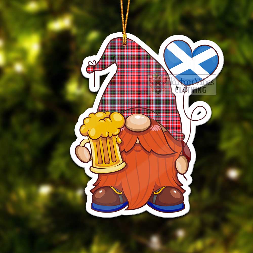 Tartan Vibes Clothing Aberdeen District Tartan Gnome Holding Beer Glass Christmas Ornament with Personalized National Flag