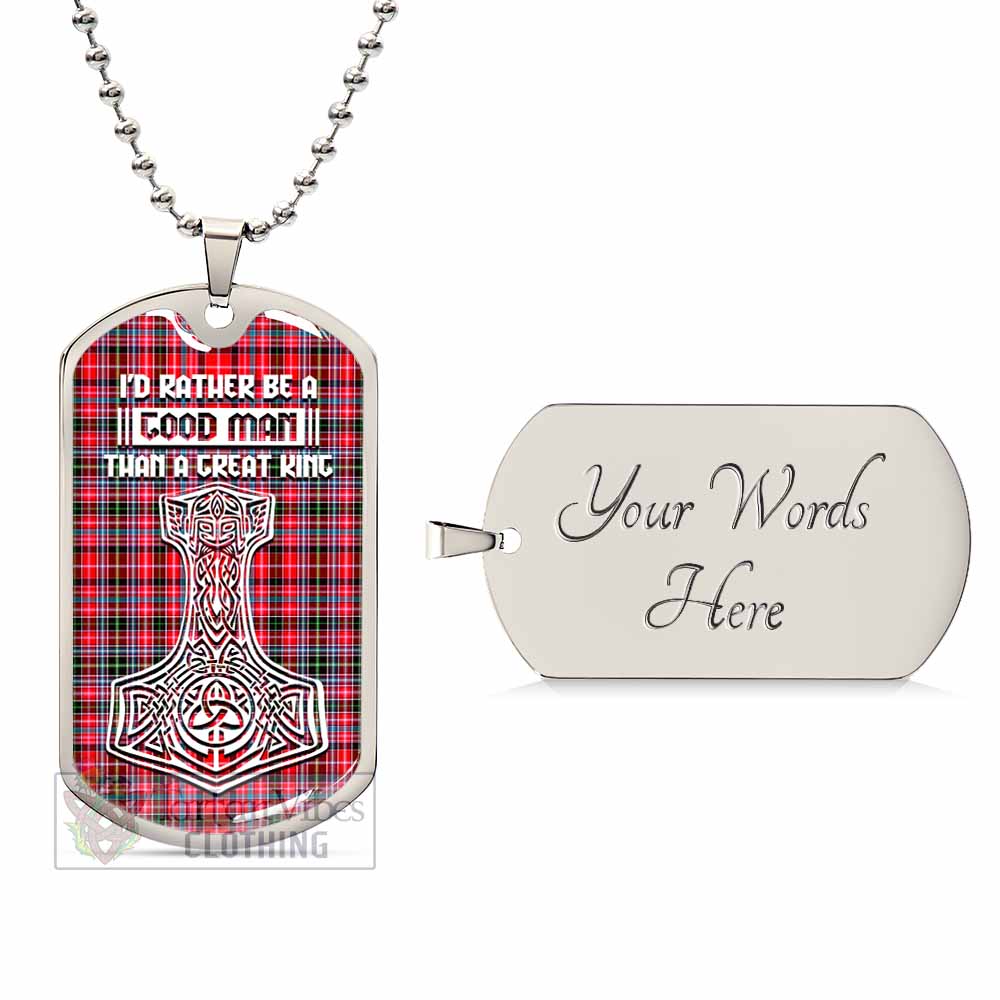 Tartan Vibes Clothing Aberdeen District Tartan Dog Tag Necklace Viking Mjolnir Style