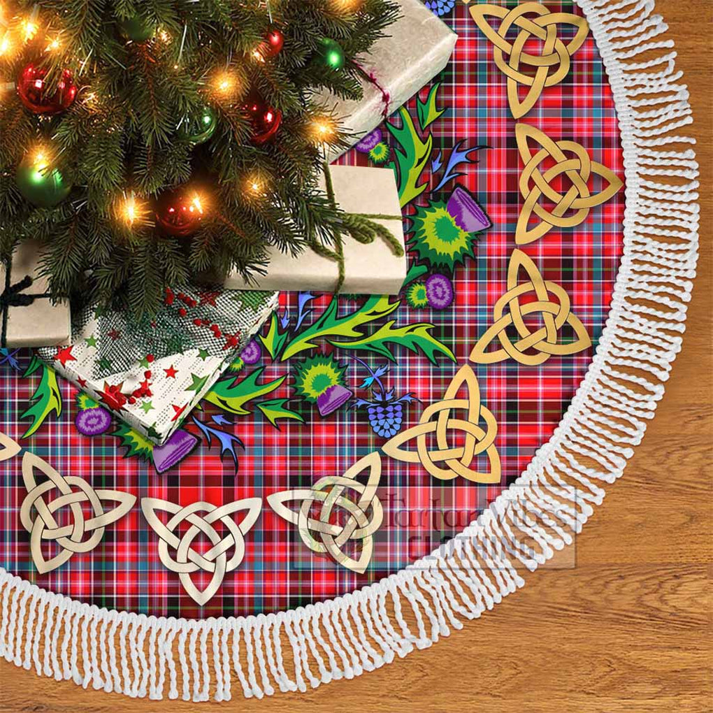 Tartan Vibes Clothing Aberdeen District Tartan Christmas Tree Skirt with Thistle Celtic Knot Style