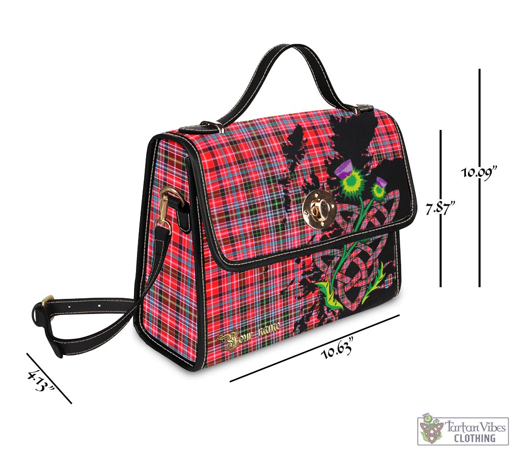 Tartan Vibes Clothing Aberdeen District Tartan Waterproof Canvas Bag with Scotland Map and Thistle Celtic Accents