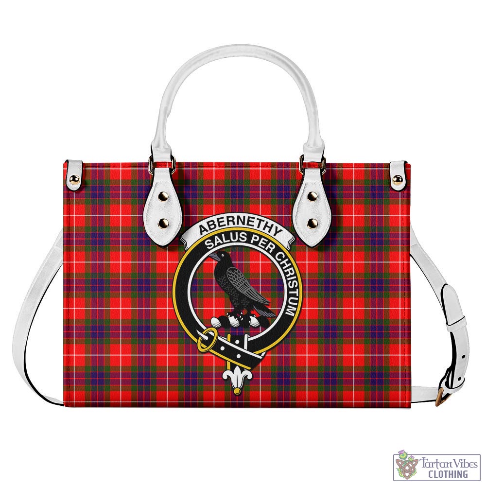 Tartan Vibes Clothing Abernethy Tartan Luxury Leather Handbags with Family Crest