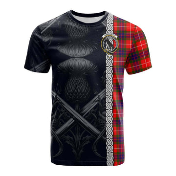 Abernethy Tartan Cotton T-shirt with Family Crest Cross Sword Thistle Celtic Vibes