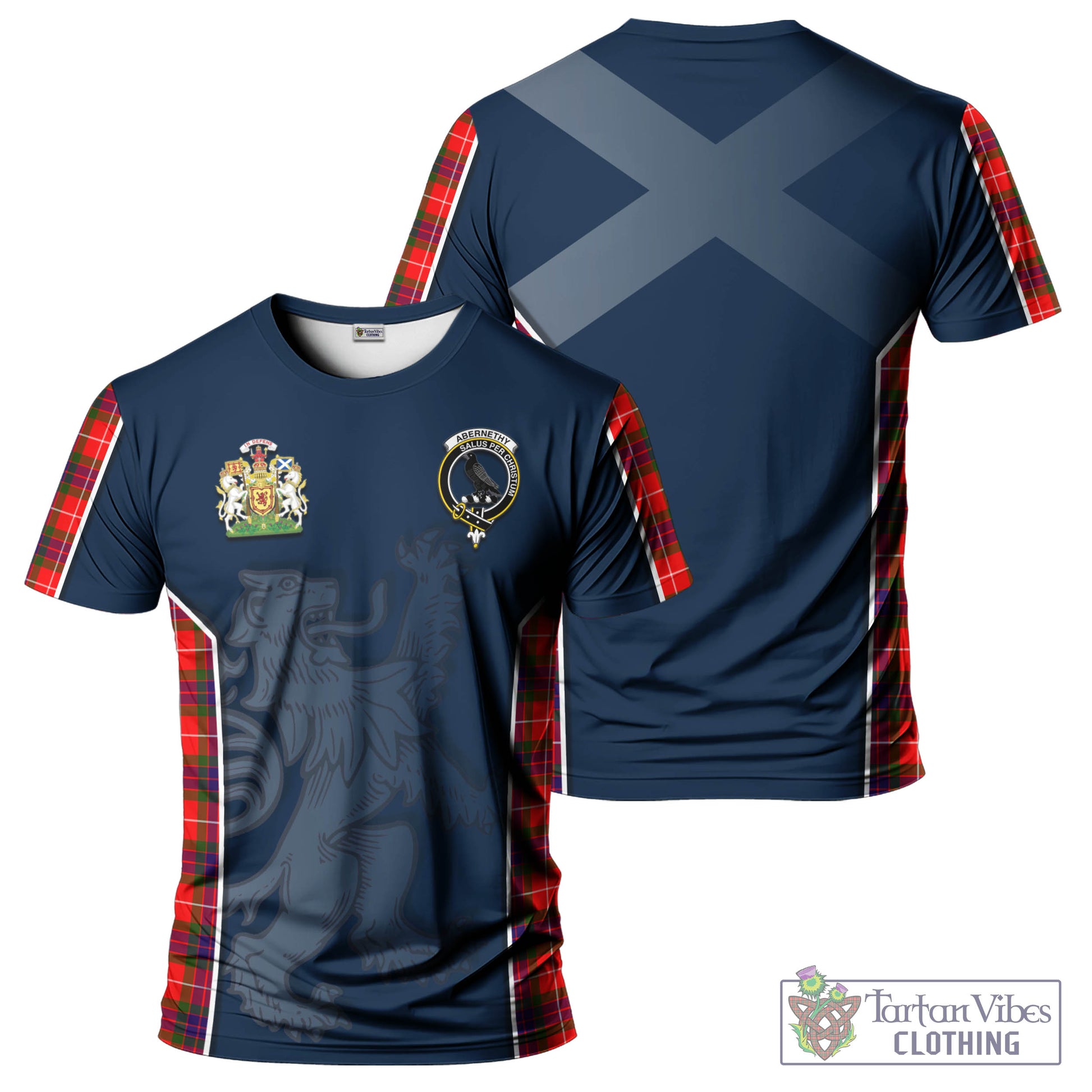 Tartan Vibes Clothing Abernethy Tartan T-Shirt with Family Crest and Lion Rampant Vibes Sport Style