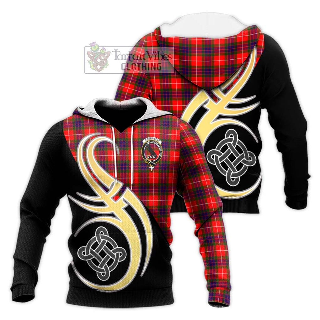 Abernethy Tartan Knitted Hoodie with Family Crest and Celtic Symbol Style Unisex Knitted Pullover Hoodie - Tartan Vibes Clothing