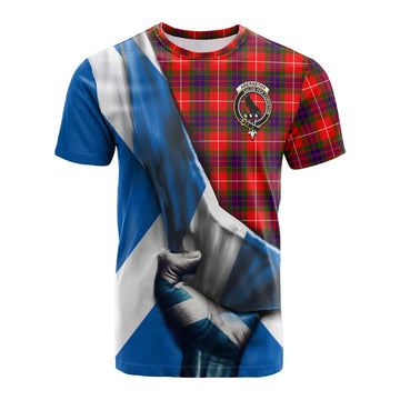 Abernethy Tartan Cotton T-shirt with Family Crest Scotland Patriotic Style