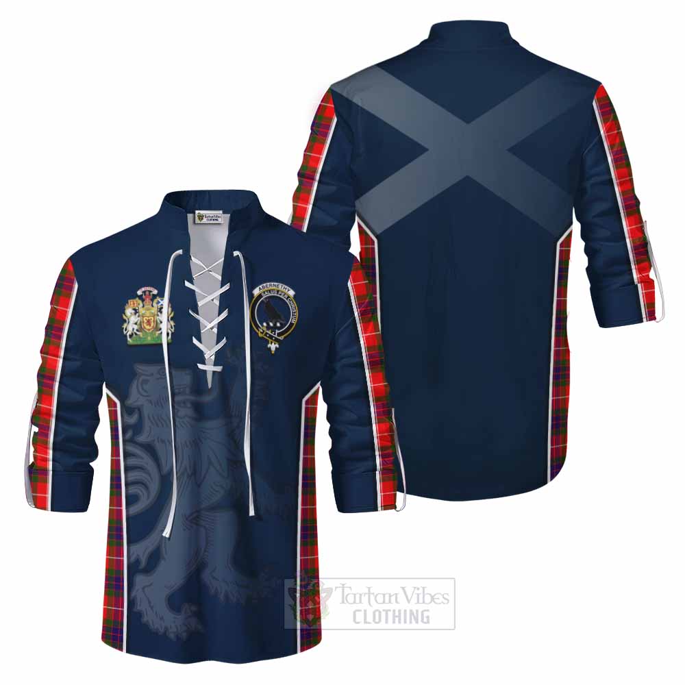 Tartan Vibes Clothing Abernethy Tartan Ghillie Kilt Shirt with Family Crest and Lion Rampant Vibes Sport Style