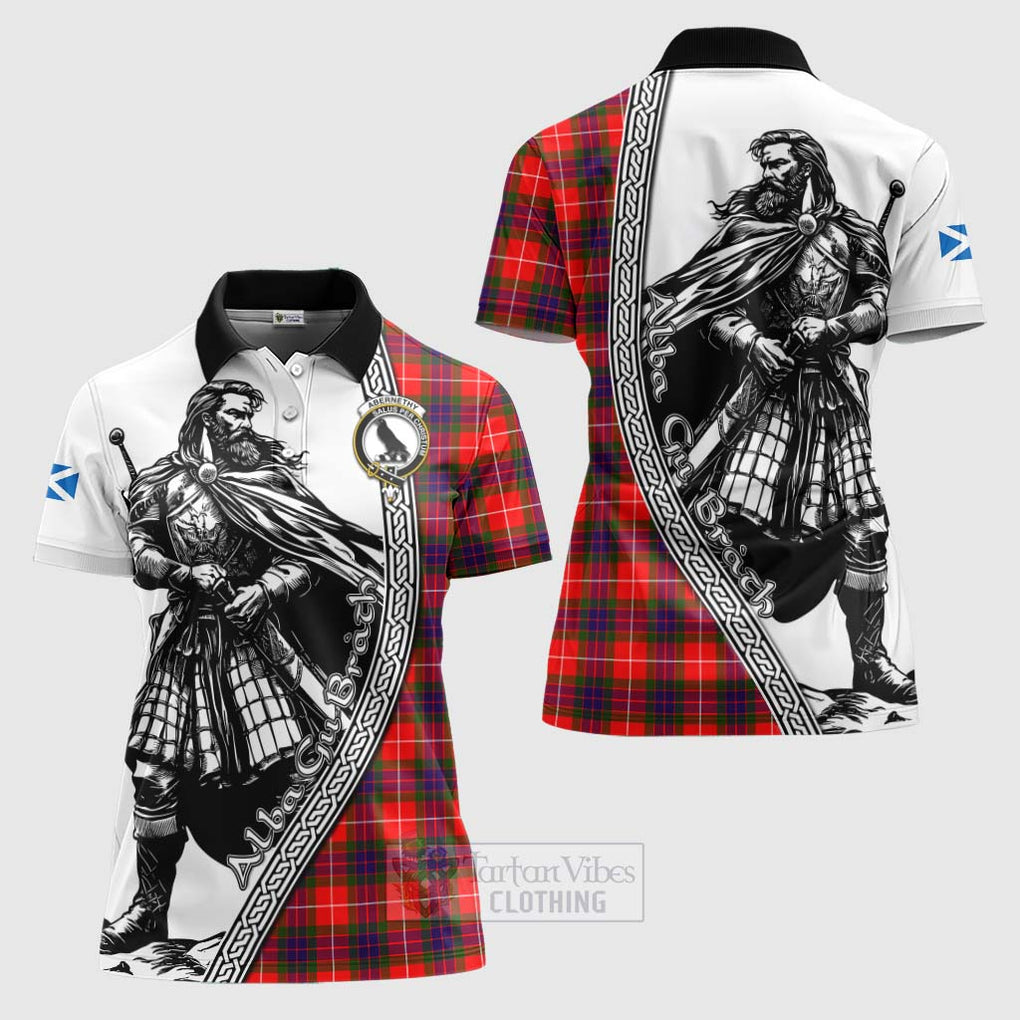 Tartan Vibes Clothing Abernethy Tartan Clan Crest Women's Polo Shirt with Highlander Warrior Celtic Style