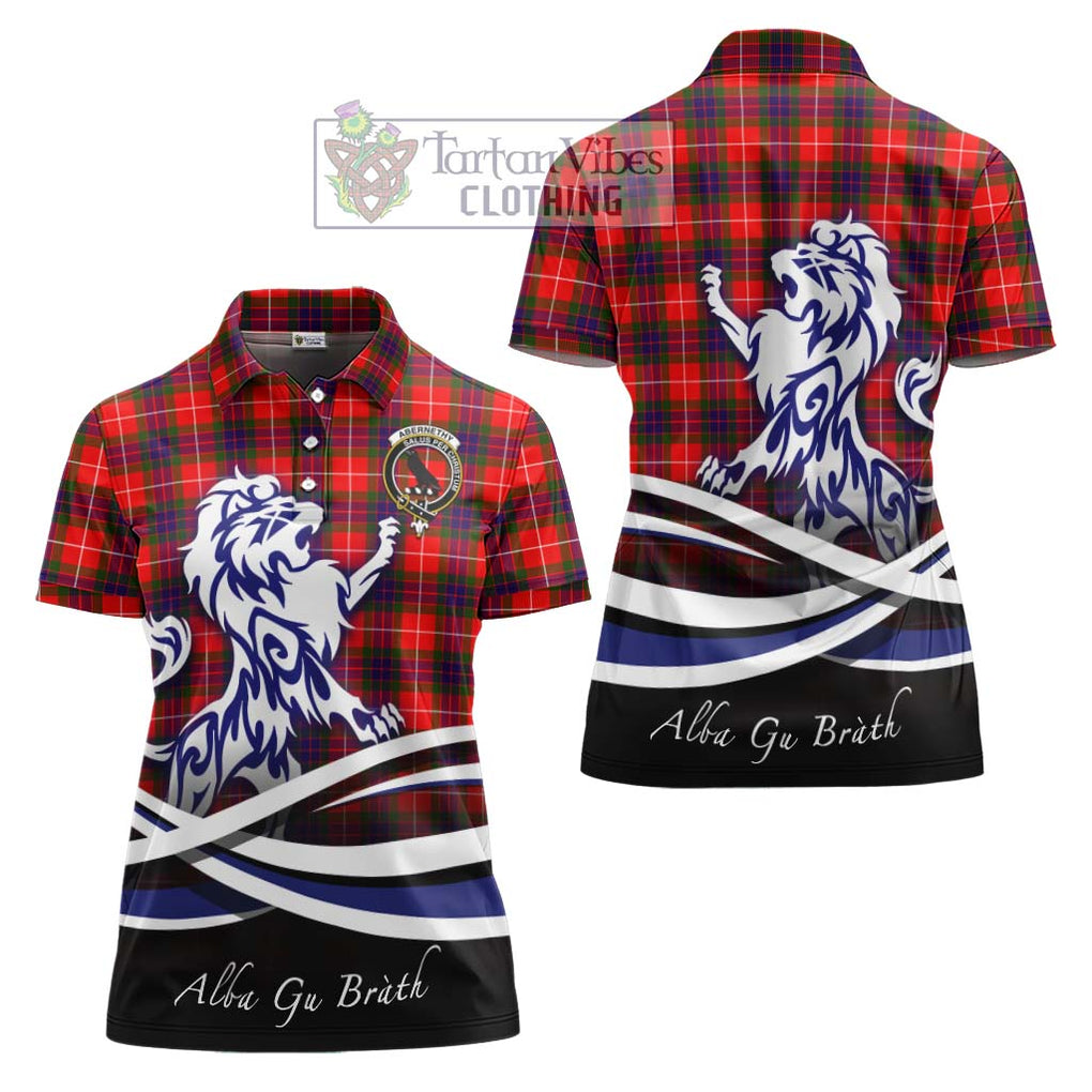 Abernethy Tartan Women's Polo Shirt with Alba Gu Brath Regal Lion Emblem Women - Tartanvibesclothing Shop