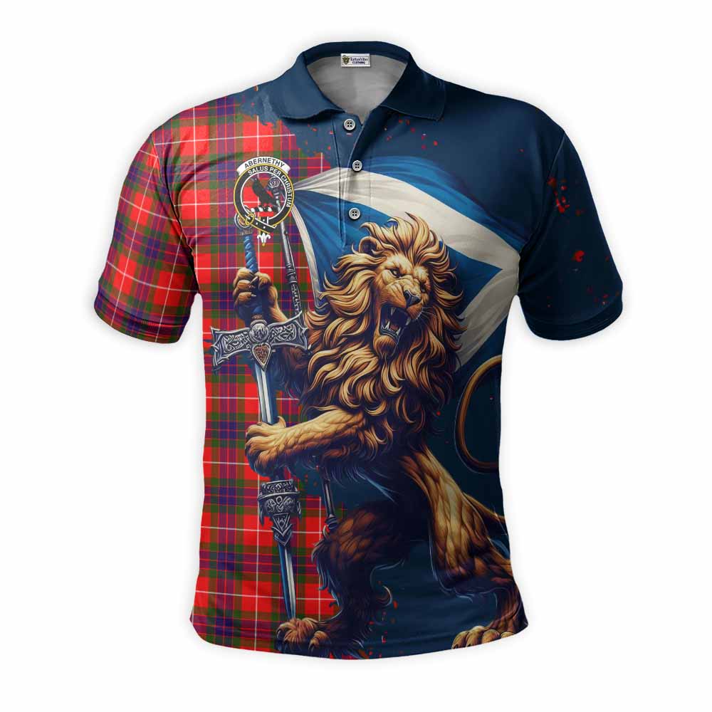 Tartan Vibes Clothing Abernethy Tartan Family Crest Men's Polo Shirt with Scottish Majestic Lion