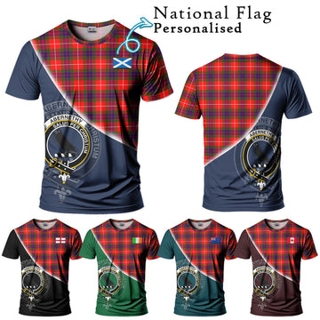 Abernethy Tartan T-Shirt with Personalised National Flag and Family Crest Half Style