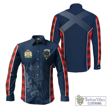 Abernethy Tartan Long Sleeve Button Up Shirt with Family Crest and Scottish Thistle Vibes Sport Style