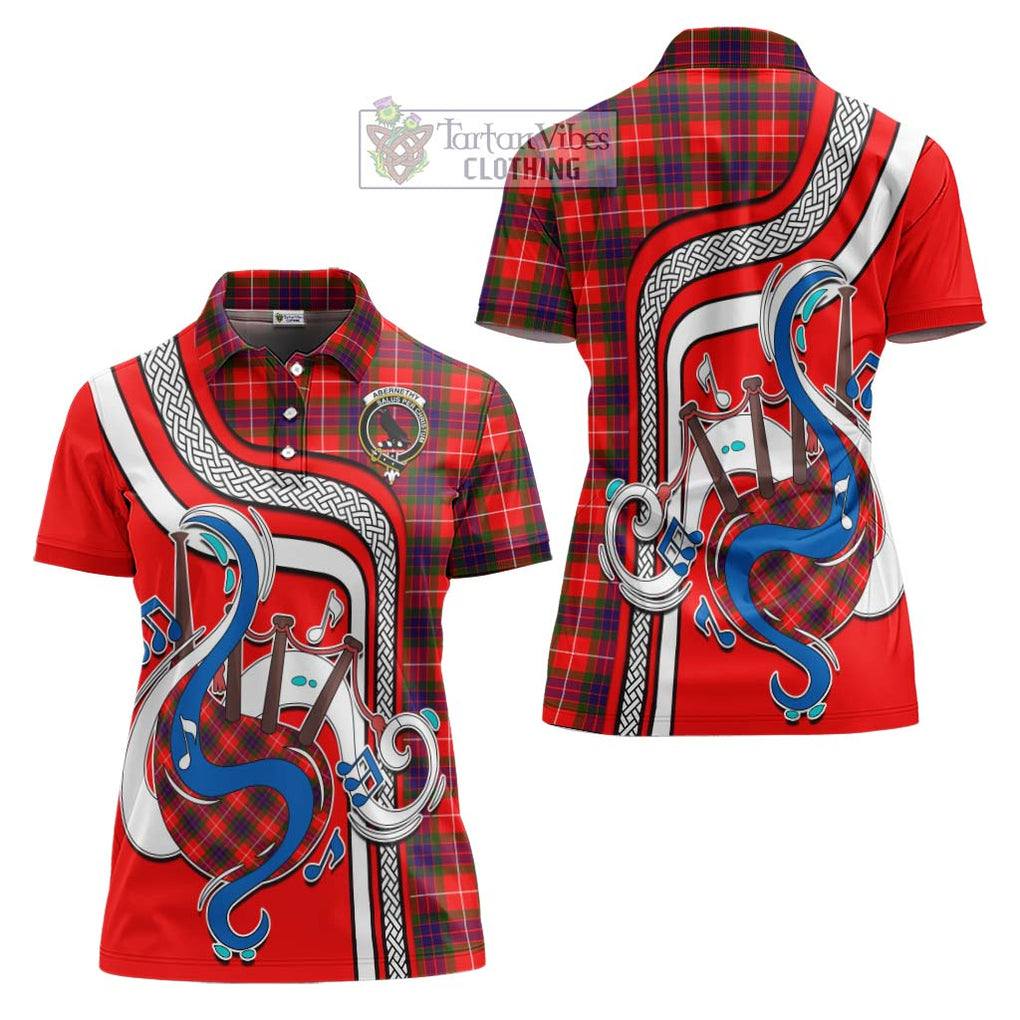 Abernethy Tartan Women's Polo Shirt with Epic Bagpipe Style Women - Tartanvibesclothing Shop