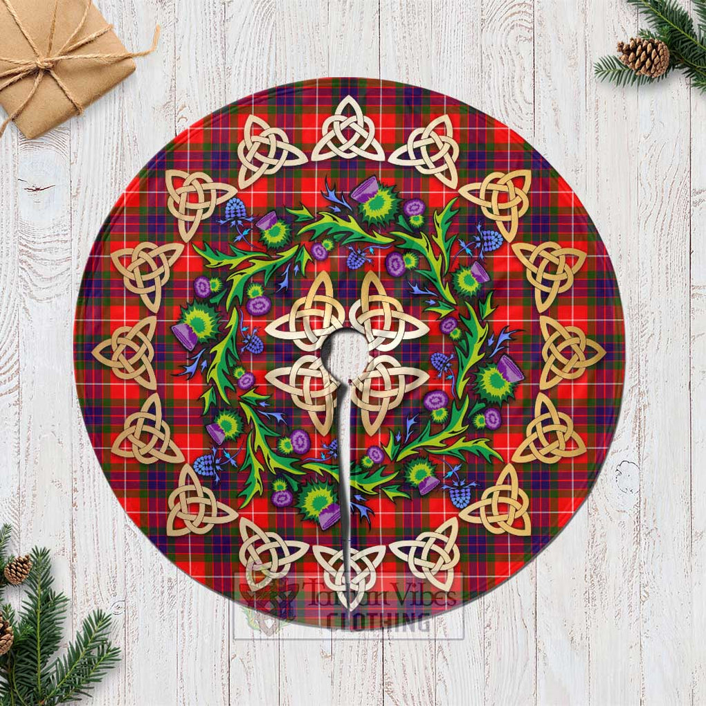 Tartan Vibes Clothing Abernethy Tartan Christmas Tree Skirt with Thistle Celtic Knot Style