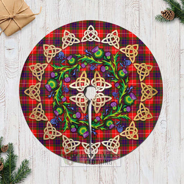 Abernethy Tartan Christmas Tree Skirt with Thistle Celtic Knot Style