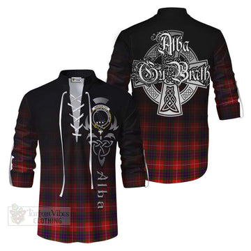 Abernethy Tartan Ghillie Kilt Shirt Featuring Alba Gu Brath Family Crest Celtic Inspired