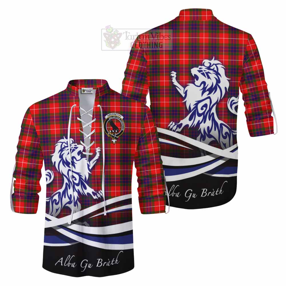 Tartan Vibes Clothing Abernethy Tartan Ghillie Kilt Shirt with Alba Gu Brath Regal Lion Emblem